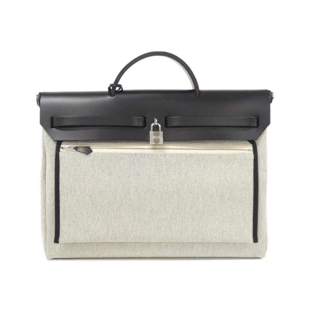 Hermes Herbag Zip Toile Ash Vache Hunter Shoulder Bag - Picture 2 of 10